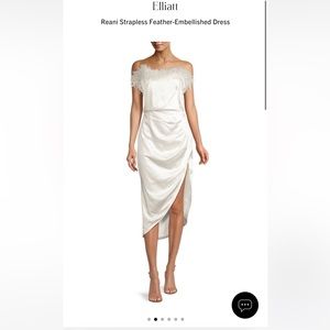 Reani Strapless Feather-Embellished Dress by Elliatt Revolve XS